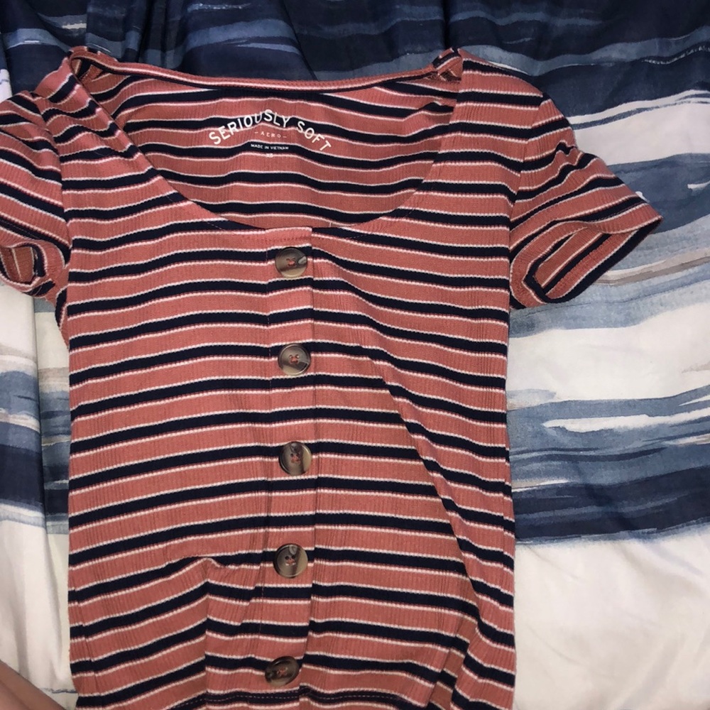 XS cropped striped shirt